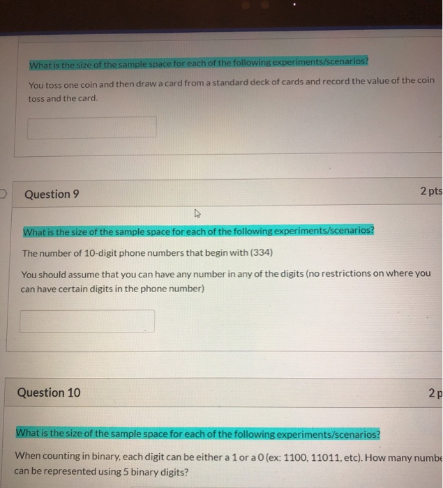 Solved What is the size of the sample space for each of the | Chegg.com