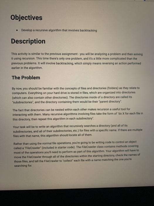 Objectives • Develop a recursive algorithm that | Chegg.com