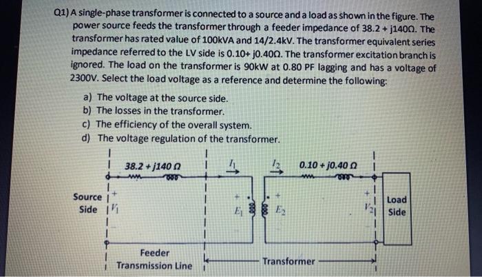 Solved Q1) A single-phase transformer is connected to a | Chegg.com