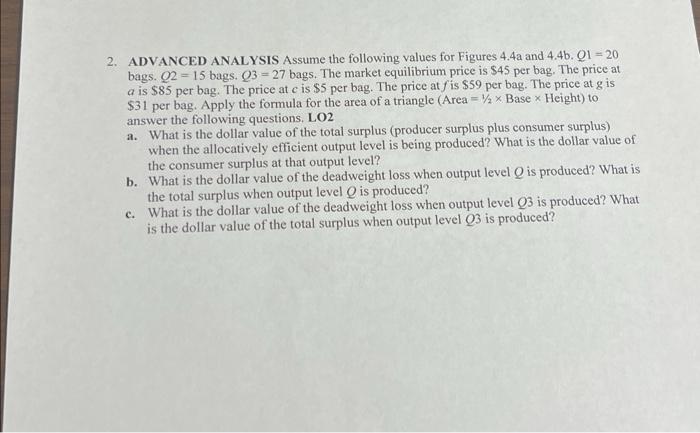 Solved 2. ADVANCED ANALYSIS Assume The Following Values For | Chegg.com