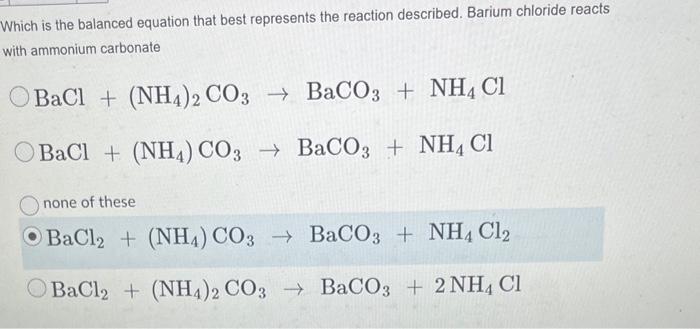 Solved Which is the balanced equation that best represents | Chegg.com