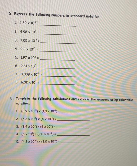 Solved Unit Conversion and Scientific Notation Worksheet mg | Chegg.com