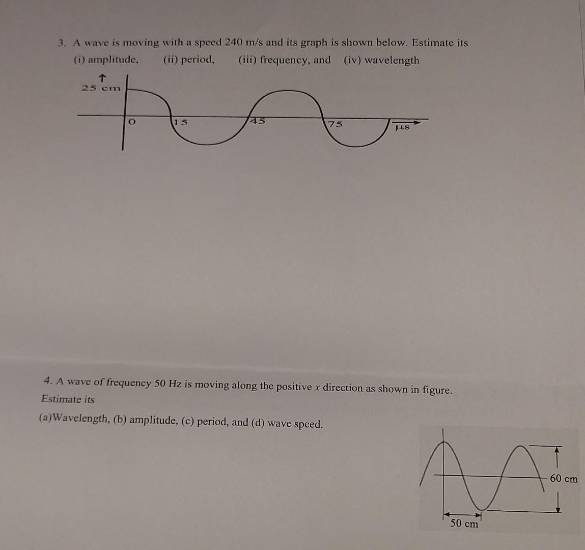 Solved 3 A Wave Is Moving With A Speed 240 M S And Its Chegg Com   Image 