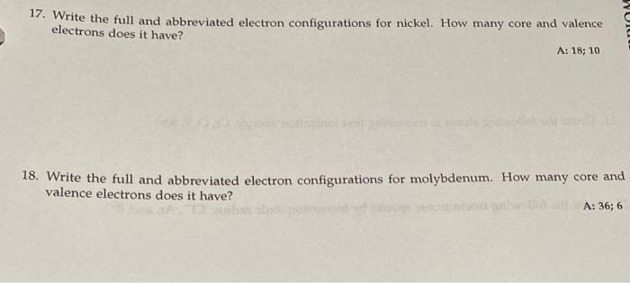 Solved 17. Write the full and abbreviated electron | Chegg.com