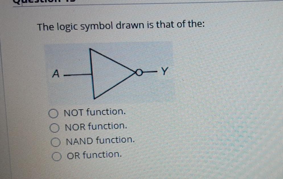 Solved The logic symbol drawn is that of the: A Y ү NOT | Chegg.com