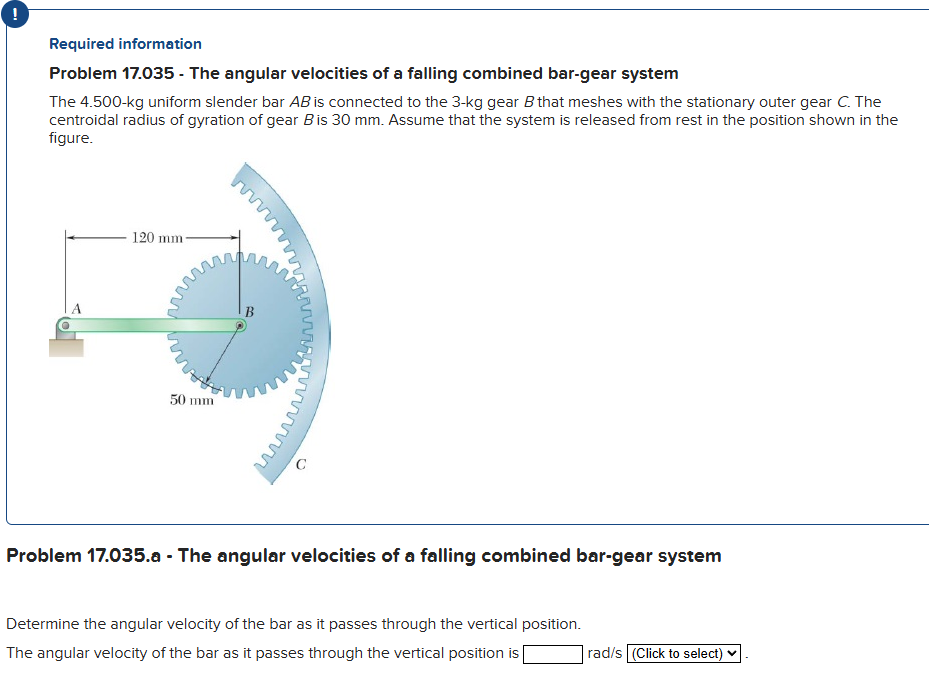 Solved Determine the angular velocity of the bar as it | Chegg.com