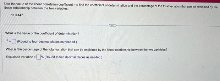 Solved Use the value of the linear correlation coefficient r | Chegg.com