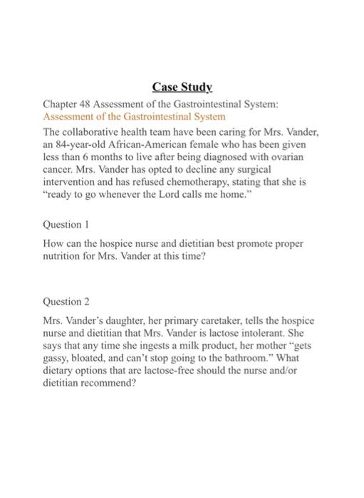 Solved Case Study Chapter 48 Assessment of the | Chegg.com