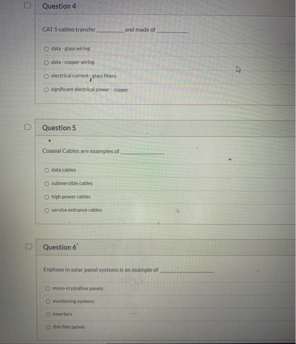 Solved Question 4 TO CAT 5 cables transfer and made of | Chegg.com