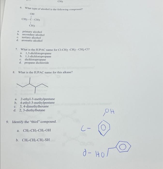 Solved 6. What type of alcohol is the following compound? a.