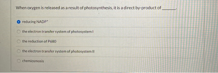 Solved When Oxygen Is Released As A Result Of Photosynthe