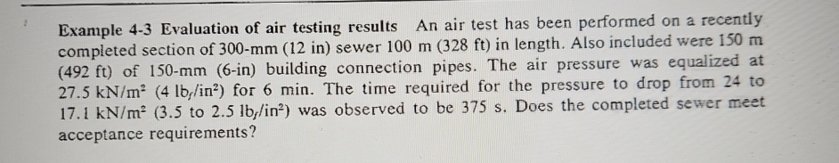 Solved Example 4-3 Evaluation of air testing results An air | Chegg.com