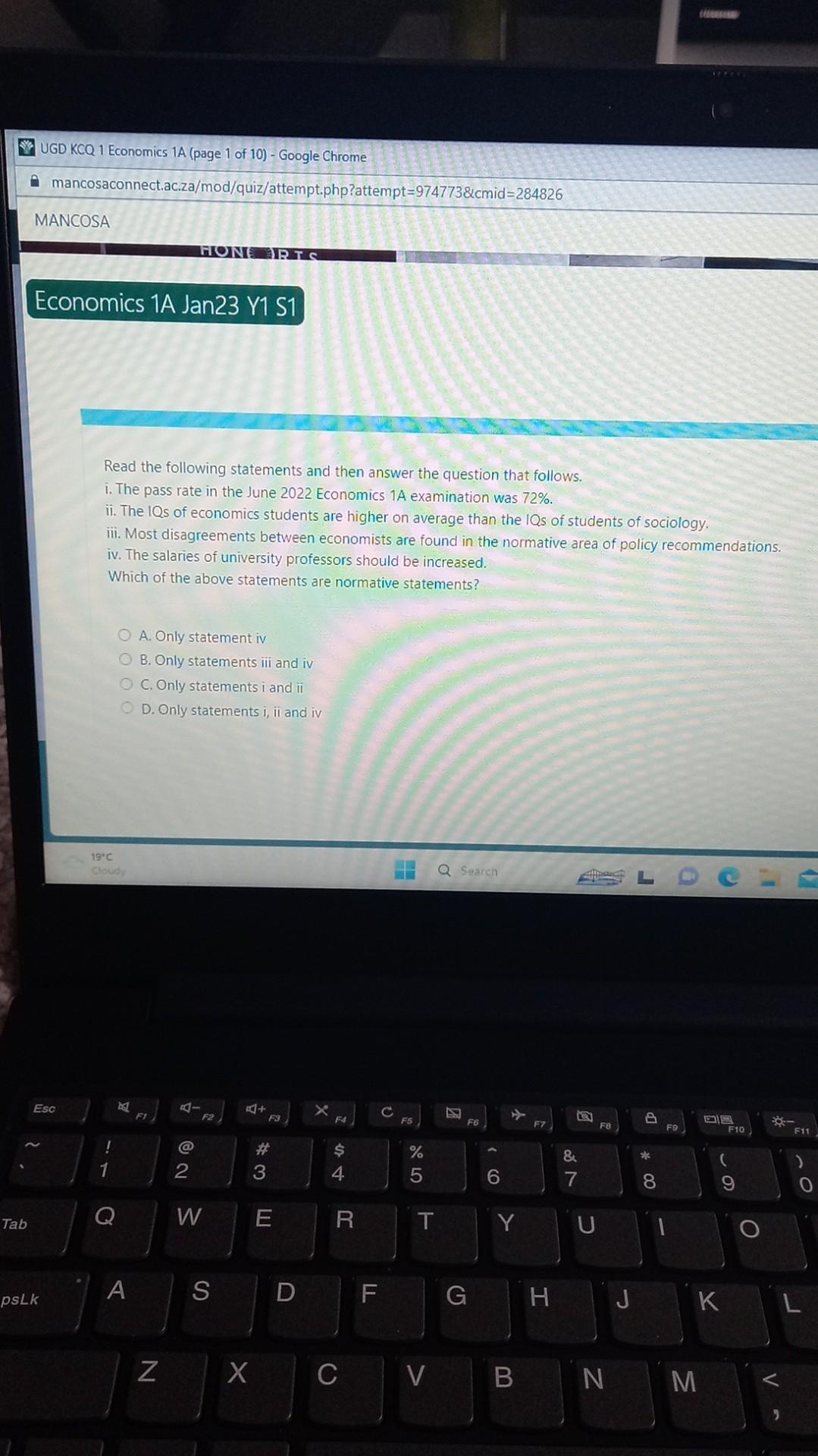 Solved Read the following statements and then answer the | Chegg.com