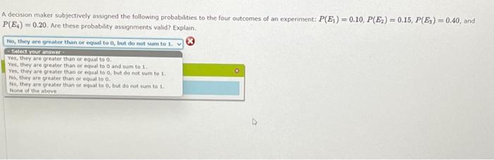 probability assignments valid