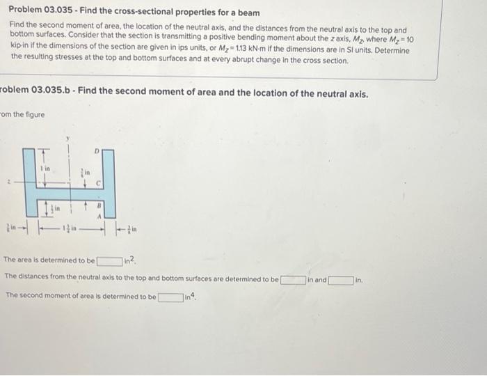 Solved Problem 03.035 - Find the cross-sectional properties | Chegg.com