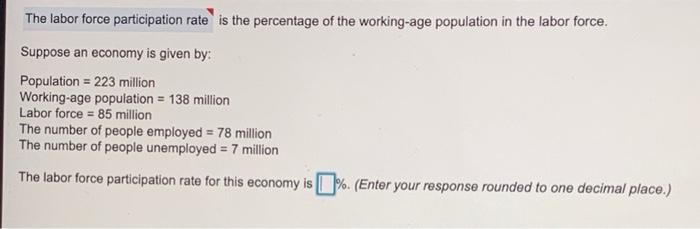 Solved The labor force participation rate is the percentage | Chegg.com