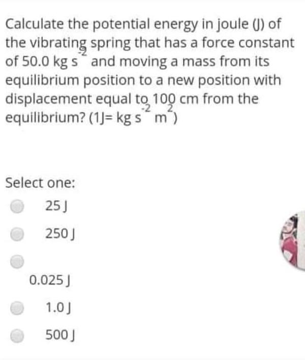 Solved Calculate the potential energy in joule (l) of the | Chegg.com