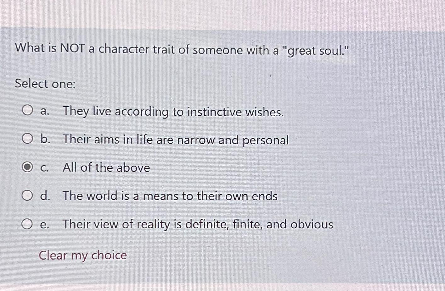 Solved What is NOT a character trait of someone with a | Chegg.com