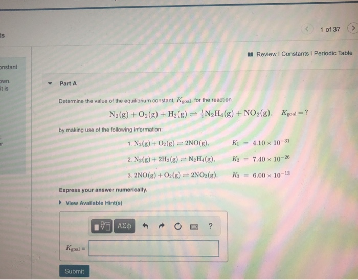 Solved 1 of 37 > A Review Constants 1 Periodic Table instant | Chegg.com