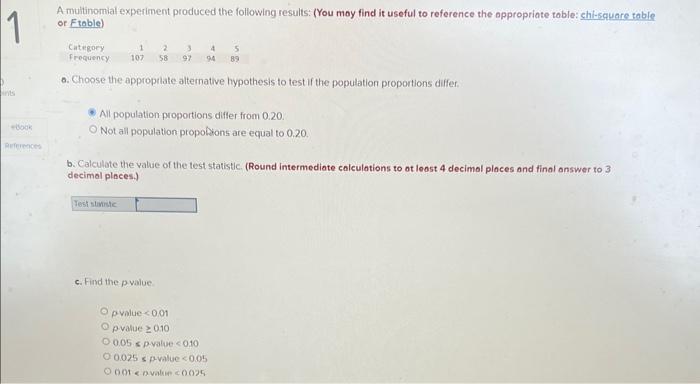 Solved A multinomial experiment produced the following | Chegg.com