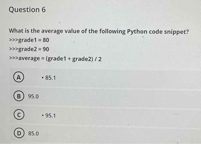 Solved What is the average value of the following Python | Chegg.com