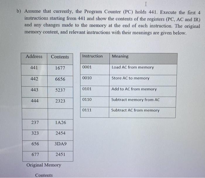Solved o) Assume that currently, the Program Counter (PC) | Chegg.com