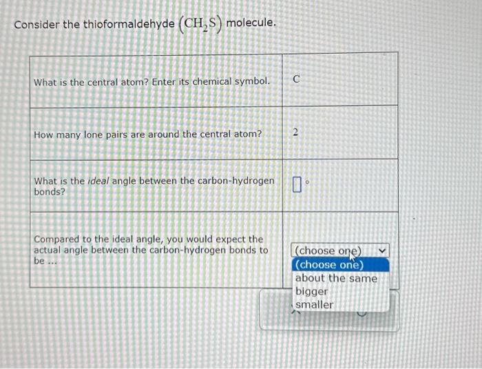 Solved Consider The Thioformaldehyde Ch2 S Molecule 8100