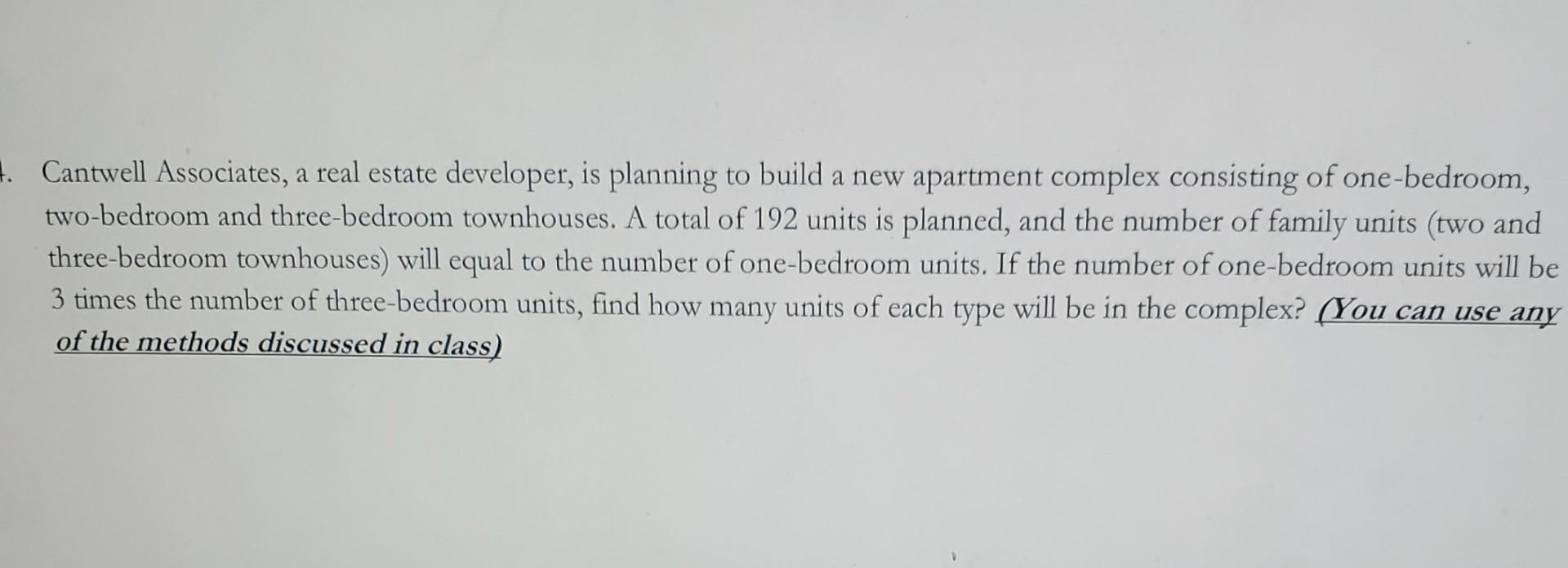 Solved Cantwell Associates, a real estate developer, is