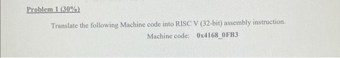 Solved Problem 1 (30% Translate the following Machine code | Chegg.com