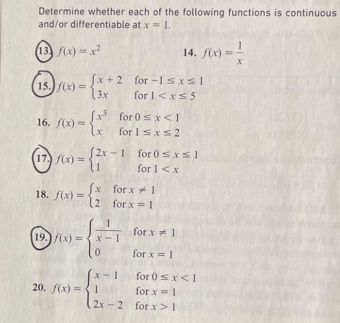 Solved Determine Whether Each Of The Following Functions Is | Chegg.com