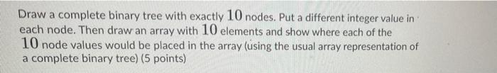Solved Draw a complete binary tree with exactly 10 nodes. | Chegg.com