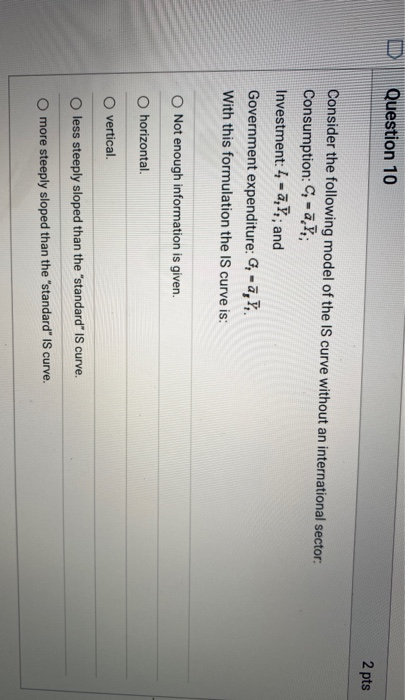 Solved Question 8 2 pts Refer to the following table when | Chegg.com