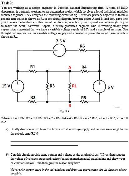Solved Task 2: You are working as a design engineer in | Chegg.com
