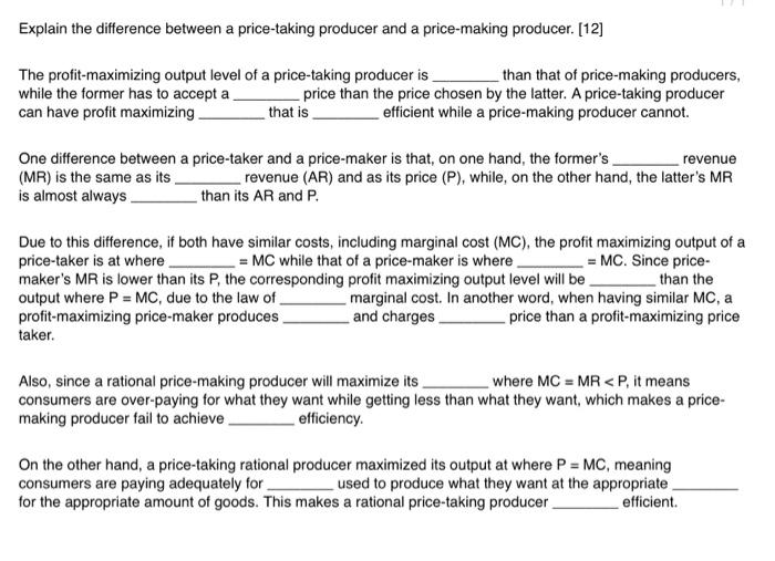 Solved The profitmaximizing output level of a pricetaking