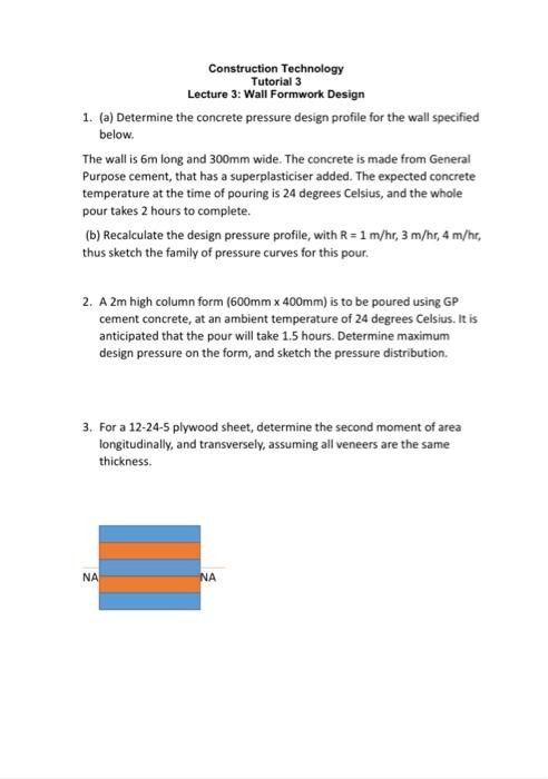 Solved Construction Technology Tutorial 3 Lecture 3: Wall | Chegg.com