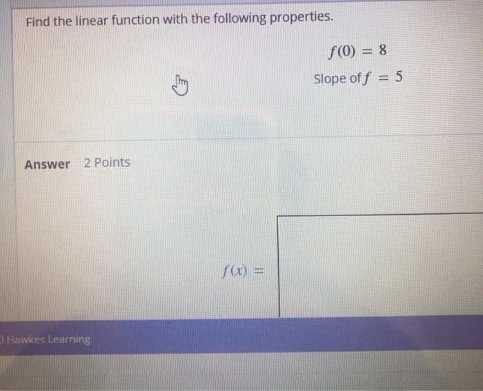 Solved Find the linear function with the following | Chegg.com