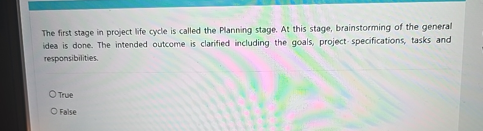 Solved The first stage in project life cycle is called the | Chegg.com