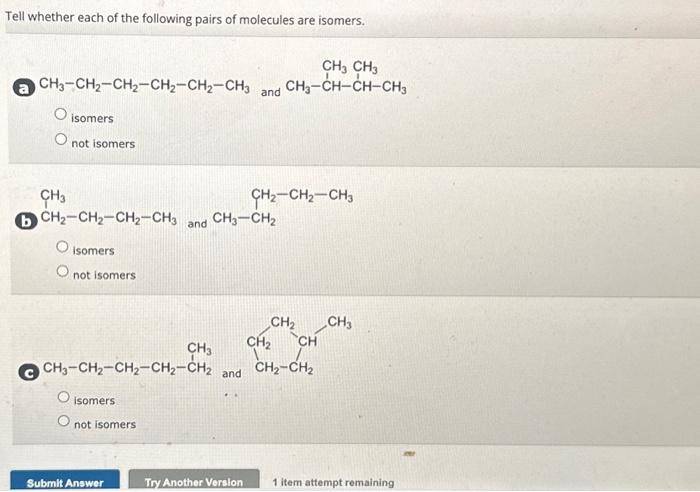 Solved Tell whether each of the following pairs of molecules | Chegg.com