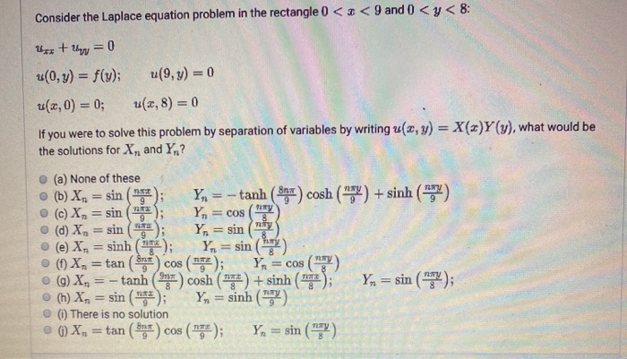 Solved Consider The Laplace Equation Problem In The | Chegg.com | Chegg.com