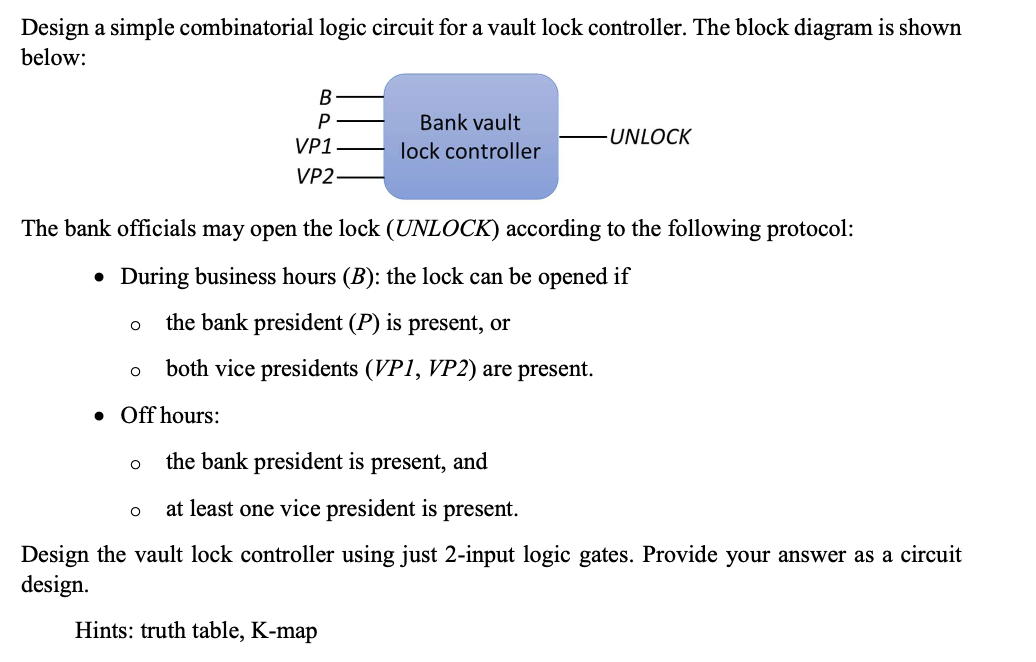 Solved Design a simple combinatorial logic circuit for a | Chegg.com