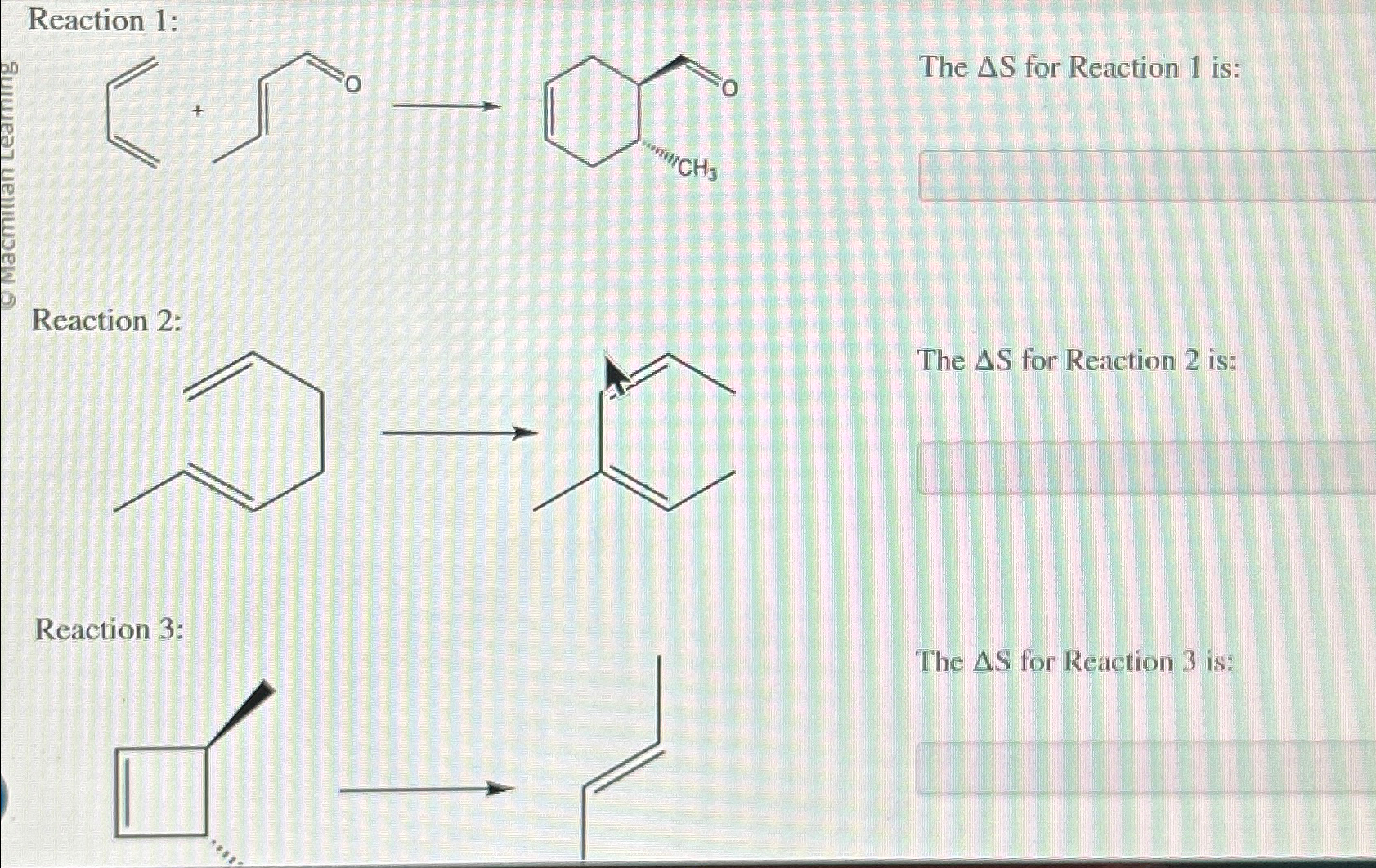 Reartion 1.The ΔS ﻿for Reaction 1 ﻿is:FThe ΔS ﻿for | Chegg.com