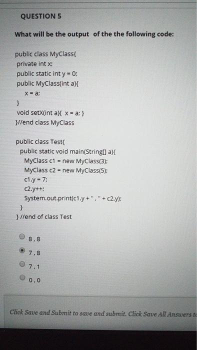 Solved Given The Following Two Classes MyClass And | Chegg.com