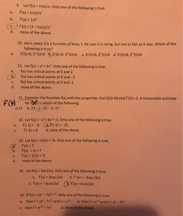 9 Let F X In X X Only One Of The Following Is Chegg Com