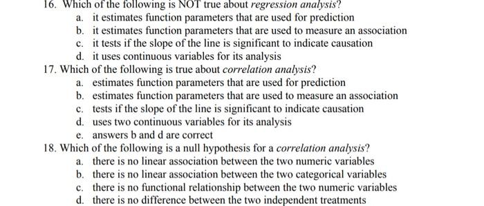 Solved In regression analysis, which of the following is NOT