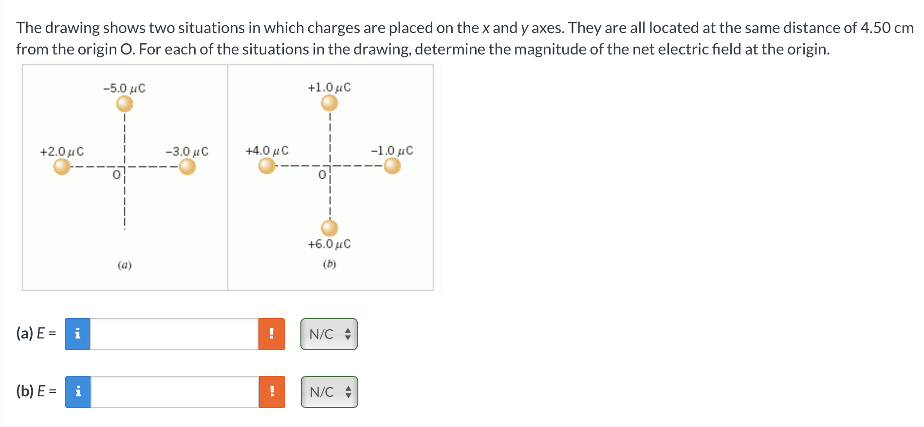 The drawing shows two situations in which charges are | Chegg.com
