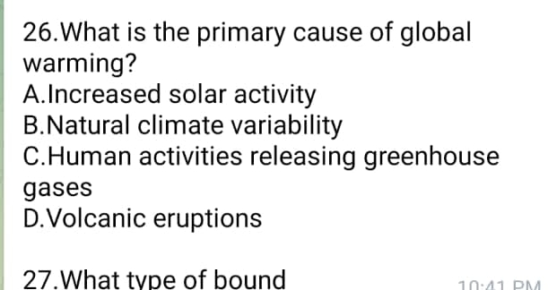 Solved What is the primary cause of global | Chegg.com