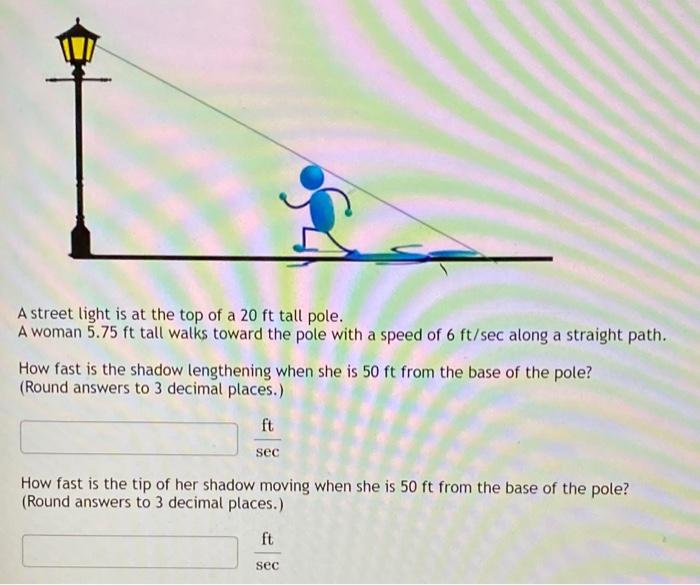 Solved 空 A street light is at the top of a 20 ft tall pole.