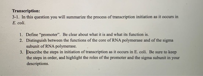 Solved Transcription: 3-1. In this question you will | Chegg.com