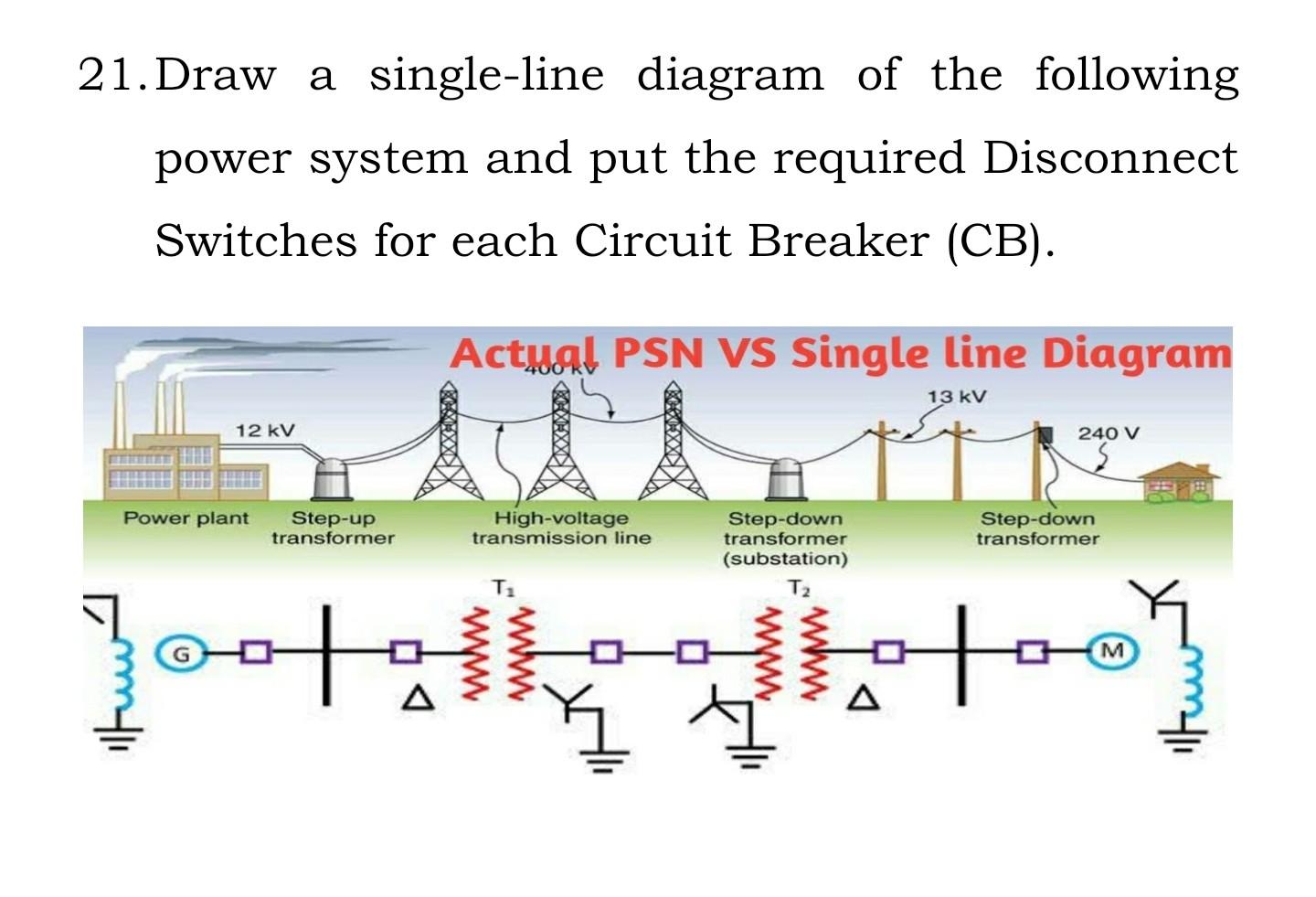 Solved 21.Draw a single-line diagram of the following power | Chegg.com