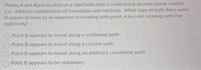 Solved Points A and B are located on a rigid body that is | Chegg.com